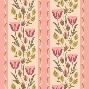 vintage tulip garden, pink