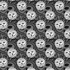 Owl says Good Night Black and White Pattern