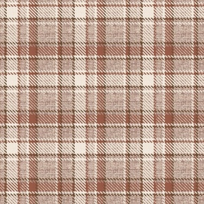 Tweed Mohair Woollen Tartan Cloth Rusty Red Ivory Small Scale
