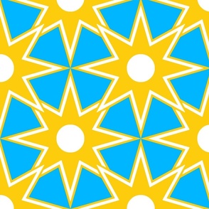 Reach out, Touch Me -  Sunny Diamond Stars in The Sky - Cyan Light Blue Metallic Golden Yellow White - Holidays Joy Party - Rich Geometric Retro Funny Pattern - Large #1 