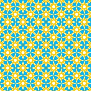 Reach out, Touch Me -  Sunny Diamond Stars in The Sky - Cyan Light Blue Metallic Golden Yellow White - Holidays Joy Party - Rich Geometric Retro Funny Pattern - Small #1 