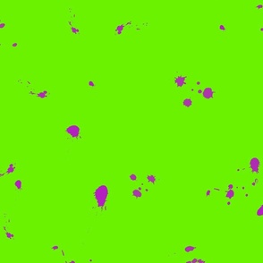 Purple on Chartreuse Green Paint Spatter