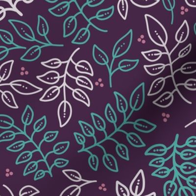 Inky Doodle Leaves - Purple