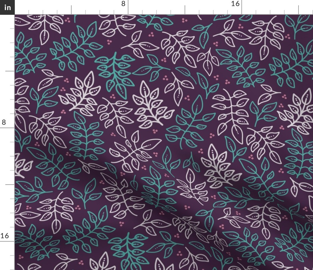 Inky Doodle Leaves - Purple