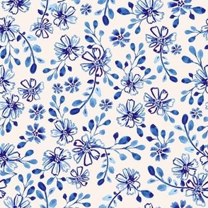 Lindsay-  Watercolor Wildflowers in Shades of Blue