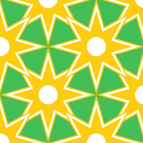 Reach out, Touch Me -  Sunny Diamond Stars in The Sky - Grass Light Green Metallic Golden Yellow White - Holidays Joy Party - Rich Geometric Retro Funny Pattern - Large