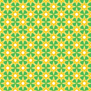 Reach out, Touch Me -  Sunny Diamond Stars in The Sky - Grass Light Green Metallic Golden Yellow White - Holidays Joy Party - Rich Geometric Retro Funny Pattern - Small