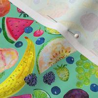 Colorful Fruit Salad Watercolor // Aqua 