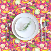 Colorful Fruit Salad Watercolor // Hot Pink