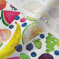 Colorful Fruit Salad Watercolor 
