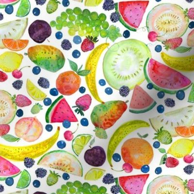 Colorful Fruit Salad Watercolor 