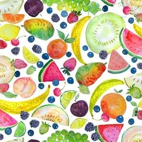 Colorful Fruit Salad Watercolor 