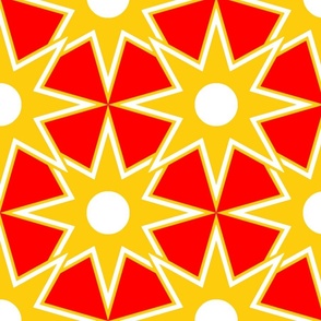 Reach out, Touch Me -  Sunny Diamond Stars in The Sky - Red Metallic Golden Yellow White - Holidays Joy Party - Rich Geometric Retro Funny Pattern - Large