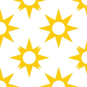 Sunny Diamond Stars in The Sky - Light White  Metallic Golden Yellow White - Holidays Joy Party - Simple Geometric Retro Funny Pattern - Large #2 