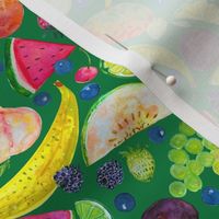 Colorful Fruit Salad Watercolor // Kelly Green 