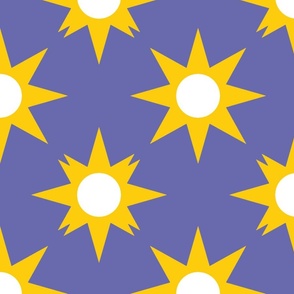 Sunny Diamond Stars in The Sky - Very Peri Metallic Golden Yellow White - Holidays Joy Party - Simple Geometric Retro Funny Pattern - Large #2 