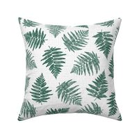 Scattered Ferns of the Pacific Northwest in Forest Green with Light Grey Lines on white