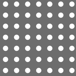 Gray with Medium White Polka Dots Pattern Print