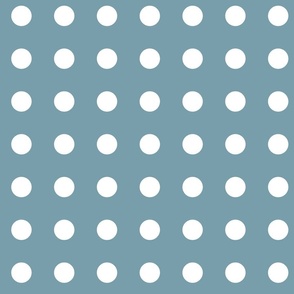 Teal Turquoise with Medium White Polka Dots Pattern Print