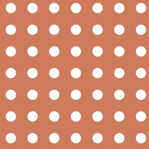 Terracotta Orange with Medium White Polka Dots Pattern Print