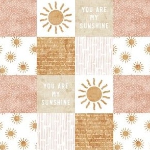 (1.5" scale) You are my sunshine wholecloth - suns patchwork - pink and tan - C23