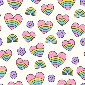 Rainbow Hearts in Pastels (Medium Scale)