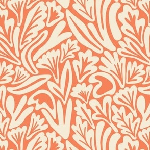 Abstract boho floral shapes in coral orange - Small scale