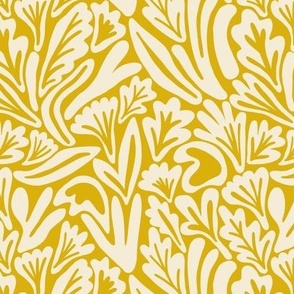 Abstract boho floral shapes in mustard yellow - Small scale
