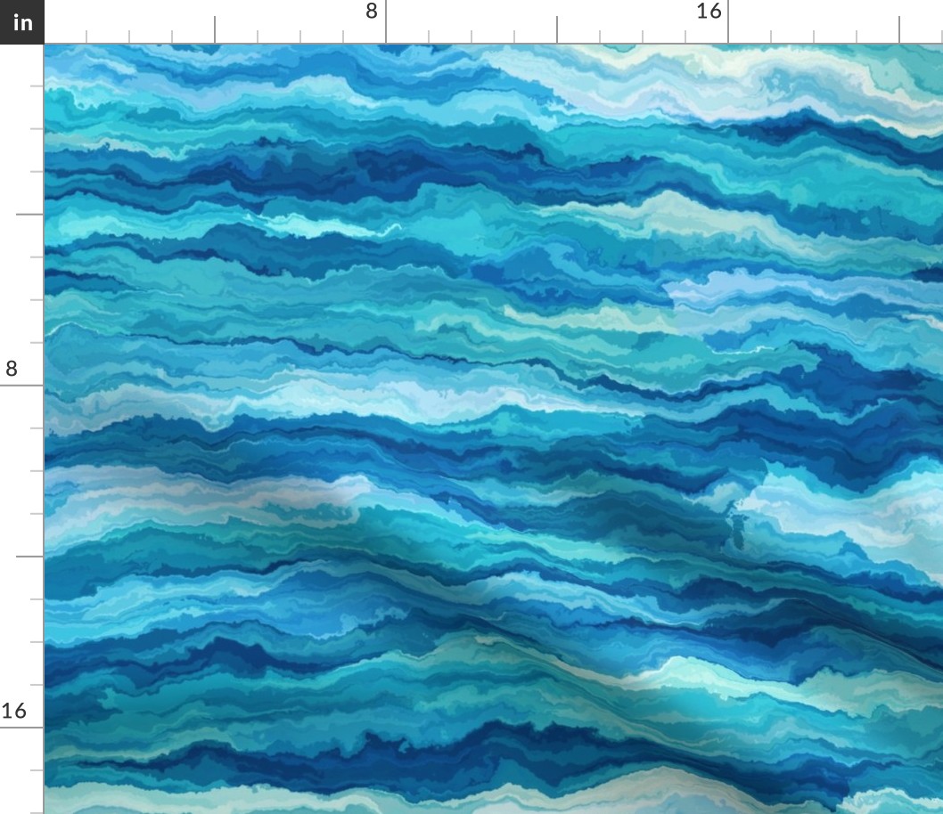 Abstract Ocean Waves Sweet Dreams Bedding in Nautical Blue and White (Jumbo Scale)