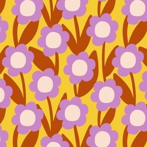 Minimal daisy flowers in yellow and lavender - Small scale