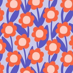 Minimal daisy flowers in blue and red - Small scale