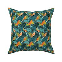 Parrot Paradise Teal Orange Small Scale