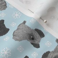 Tiny Skye Terriers - winter snowflakes