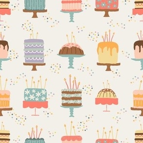 Birthday cakes and confetti 8x8