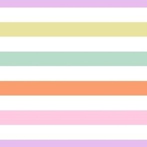 Vibrant and Fun Colorful Rainbow Stripes Horizontal on White - 3 x 3 in