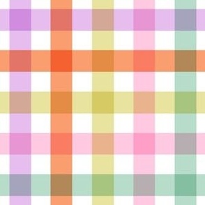 Playful Pastel Gingham Stripes in Orange, Purple, Pink and Green - 6 x 6 in