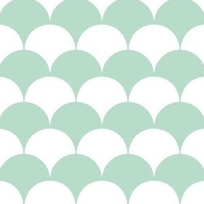 Green and White Geometric Scallop Shapes - 3 x 3 in