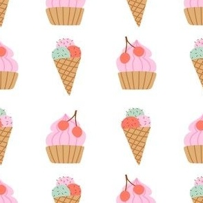 Sweet Ice Cream in Rows - Cute Design for Kids and Baby - 4 x 4 in