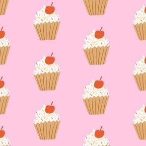 Playful and Fun Cupcakes on Pink Background - 4 x 4 in