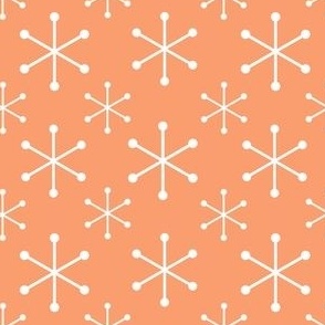 Playful Starburst with White Stars on Orange Background - 4 x 4 in