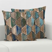 Driftwood Coastal Hexagons Modern Wood Geometric Bi-Color - Laguna Collection