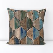 Driftwood Coastal Hexagons Modern Wood Geometric Bi-Color - Laguna Collection
