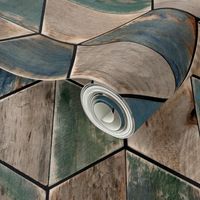 Driftwood Coastal Hexagons Modern Wood Geometric Bi-Color - Laguna Collection