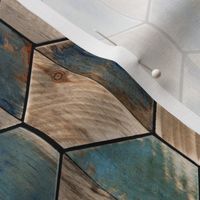 Driftwood Coastal Hexagons Modern Wood Geometric Bi-Color Small - Laguna Collection