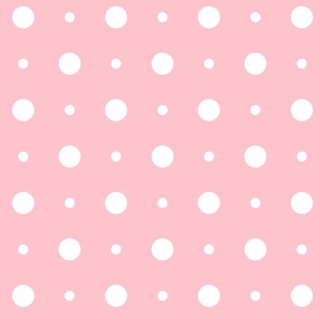 Blush Pink Varied White Polka Dots Pattern Print