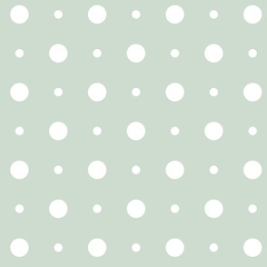 Sage Green Varied White Polka Dots Pattern Print