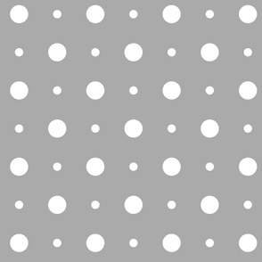 Gray Varied White Polka Dots Pattern Print