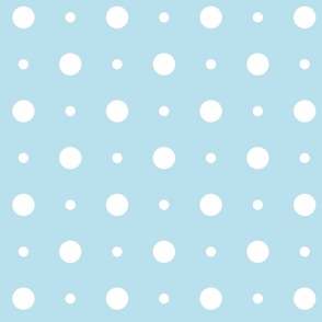 Teal Turquoise Varied White Polka Dots Pattern Print
