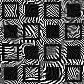 Pattern Clash Opart Squares, Black and White (Large Scale)