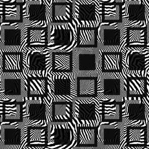 Pattern Clash Opart Squares, Black and White (Medium Scale)